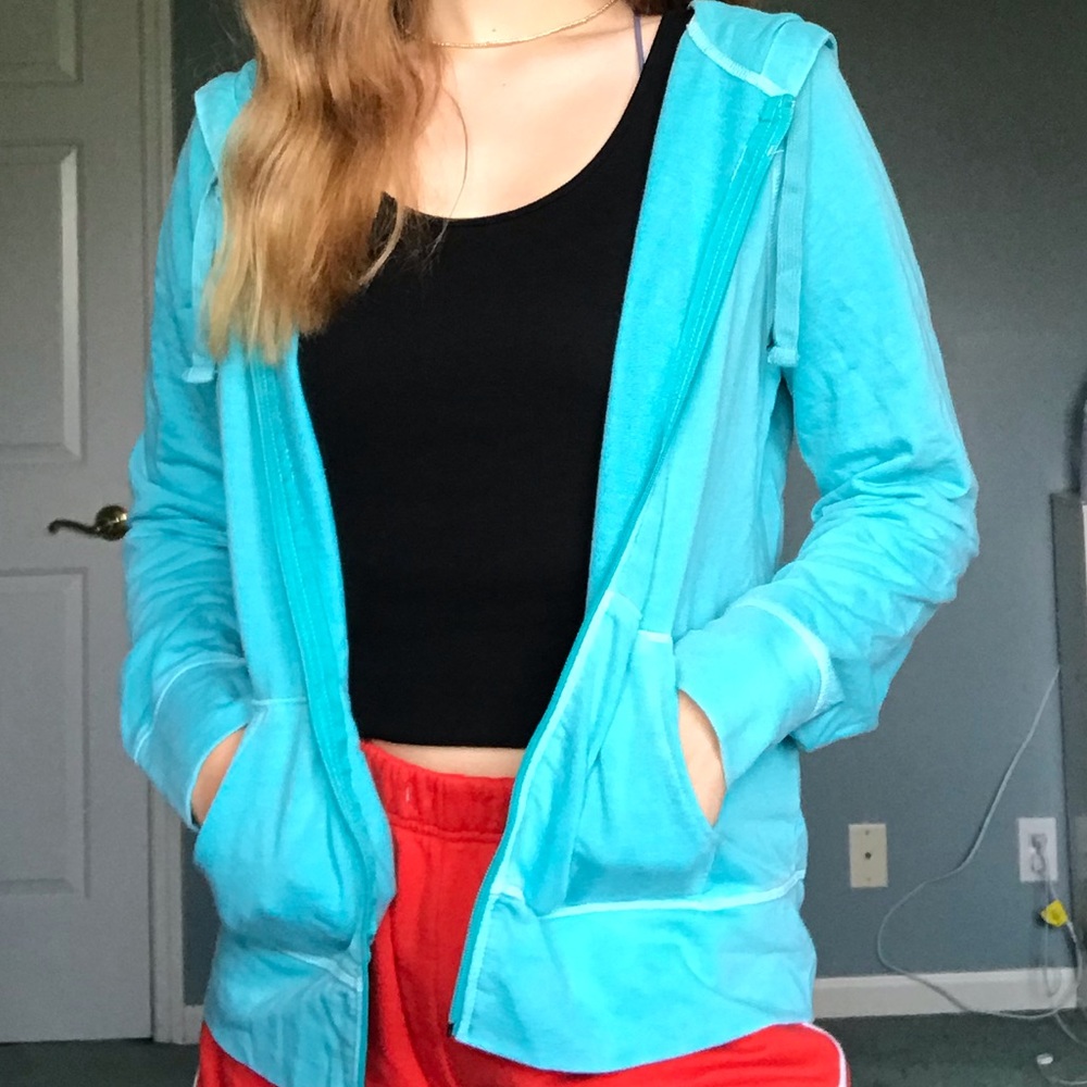 teal zip up hoodie